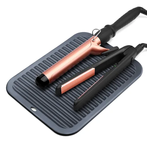 Miniatura 9 de Alfombrilla profesional resistente al calor para herramientas de peinado del cabello: rizador, plancha plana, herramientas calientes y uso de viaje