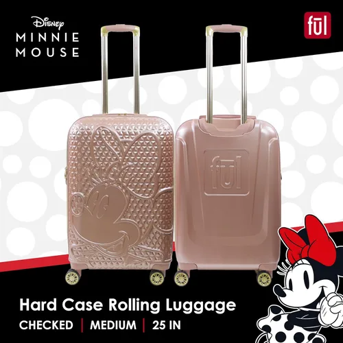 Miniatura 2 de FUL Disney Minnie Mouse - Maleta con ruedas, con textura rígida y ruedas, Oro Rosa, Ful Disney Minnie Mouse - Maleta rígida texturizada con ruedas