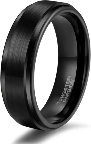 TRUMIUM - Anillo de boda de carburo de tungsteno de 1564 y 516 de pulgada, para hombres y mujeres, con borde escalonado, grabado en inglés I Love