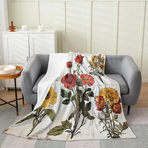 Miniatura 23 de Erosebridal Roses Throw Blanket 40x50 Inch Sofa Bed Couch Decor,Oil Painting Rose Fleece Blanket,Spring Natural Theme Flannel Blankets Luxury
