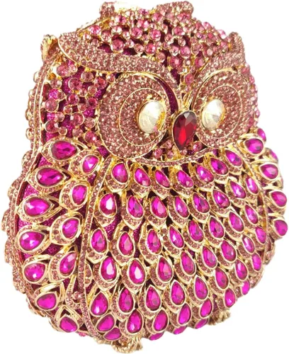 Miniatura 3 de Boutique De FGG Mini bolso de mano de cristal para fiesta de búho para mujer, bolsos de noche de animales, bolso de mano con diamantes de imitación