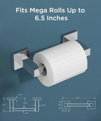 Miniatura 83 de FORIOUS Soporte de pared para papel higiénico, soporte de rollo de papel higiénico de doble poste giratorio de acero inoxidable para baño, Blanco