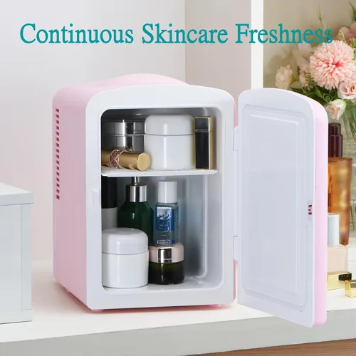 Miniatura 3 de Iceblue - Mini refrigerador retro de 4 litros/6 latas, mini refrigerador para productos de cuidado de la piel y maquillaje, enchufe de CA y cargador