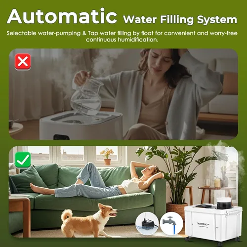 Miniatura 3 de Mxmoonant Kit de humidificador de bricolaje ultrasónico de 22.0 lbs/H, volumen de niebla ajustable llenado automático de agua controlador