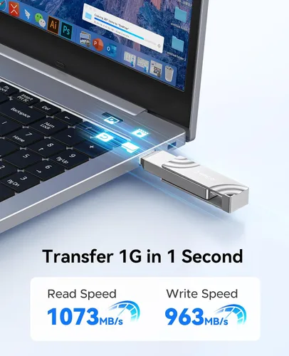 Miniatura 2 de ORICO SSD externo de 1 TB velocidades de lectura/escritura de hasta 1050 MB/s de doble puerto USB 3.2 Gen 2 USB C Disco duro externo portátil