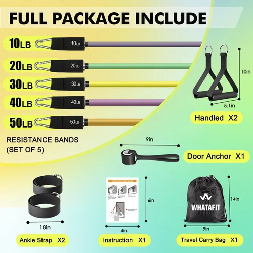 Miniatura 2 de WHATAFIT Bandas de resistencia, bandas de ejercicio, bandas de resistencia para entrenamiento, bandas de entrenamiento con asas para hombres y Azul