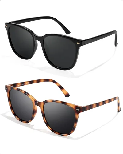 Miniatura 43 de FIMILU Paquete de 2 lentes de sol polarizados para mujer, lentes de protección UV400, montura grande, lentes de moda, elegantes