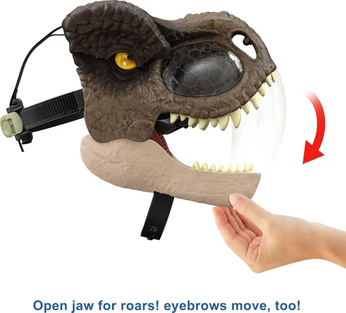 Miniatura 3 de Máscara Mattel Jurassic World Dominion Chomp N Roar de Dinosaurio, Máscara de Tiranosaurio Rex de Juego de Rol de Dinosaurio y Accesorio de Disfraz