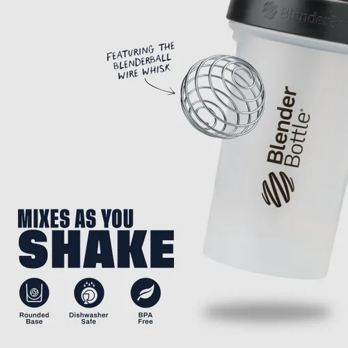 Miniatura 3 de BlenderBottle Classic V2 - Botella mezcladora para batidos de proteínas y entrenamiento previo, 45 onzas, color transparente/negro 2-Claro/Negro