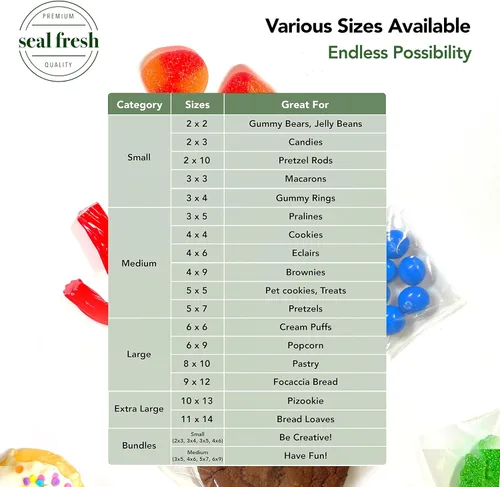 Miniatura 6 de Seal Fresh Bolsas de celofán de 6 x 6 pulgadas, paquete de 200 bolsas transparentes autoadhesivas resellables para galletas, dulces, pasteles