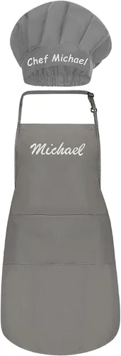 Miniatura 14 de Delantales personalizados para hombres y mujeres – Delantal personalizado con nombre bordado y bolsillos para cocina, pintura, manualidades, salón