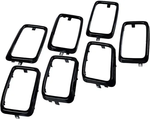 Miniatura 10 de Astra Depot Compatible con 2014 2015 2016 Jeep Grand Cherokee Kit de insertos de cubierta de rejilla de 7 piezas, negro brillante