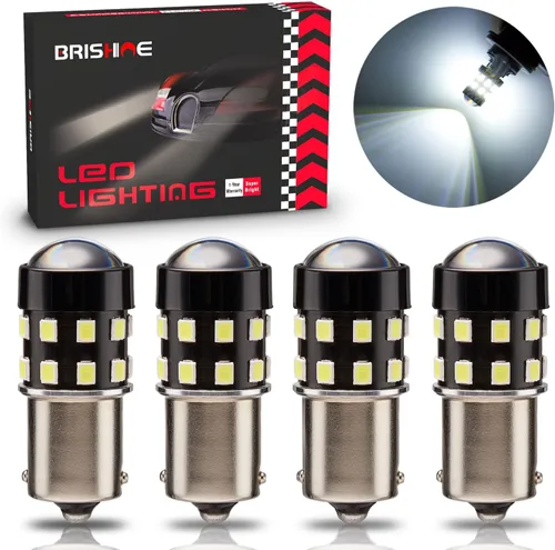 Miniatura 8 de Bombillas LED superbrillantes 1156 7506 BA15S 1073 1141P21W amarillo ámbar 9-30 V sin polaridad 24-SMD chipsets LED con proyector para luces