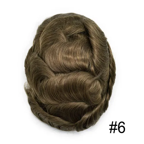Miniatura 8 de Extensiones de cabello suizo completo para hombre, sistema de reemplazo de cabello humano europeo para hombres