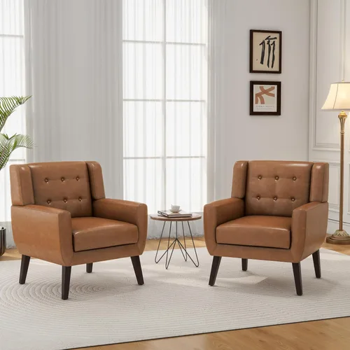 Miniatura 22 de Silla decorativa, sillas de tela moderna de mediados de siglo con brazos para sala de estar, cómodo sillón tapizado para dormitorio, sala de espera