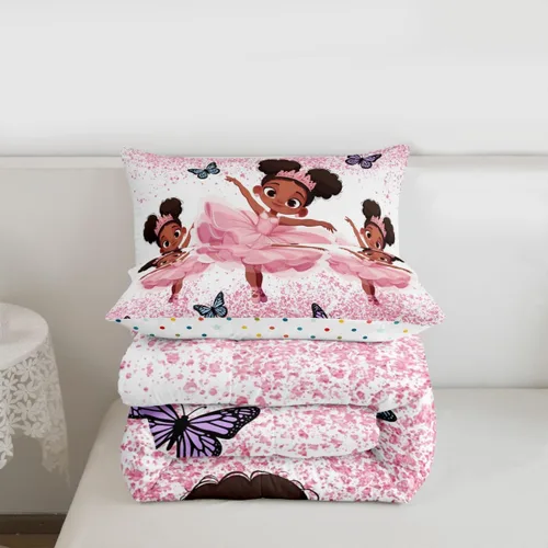 Miniatura 106 de Erosebridal Juego de ropa de cama de princesa de ballet, tamaño Queen, juego de edredón de 3 piezas para niñas bailarinas de ballet, lindo juego