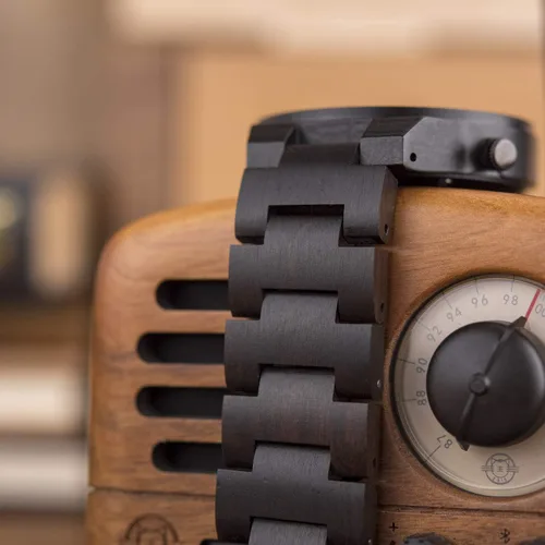 Miniatura 6 de BOBO BIRD Relojes de madera con grabado único para hombre, correa de madera de lujo con caja de madera de bambú