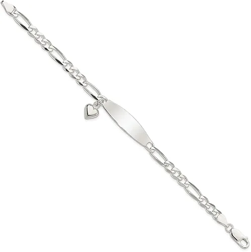 Miniatura 2 de ICE CARATS Pulsera de plata de ley 925 con forma de corazón Figaro Id para mujer, joyería fina para regalo para ella, Plata de ley