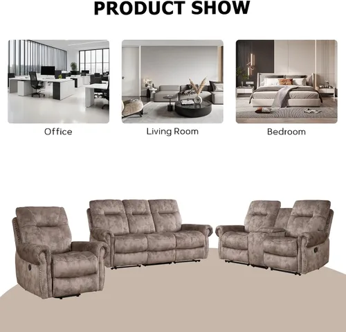 Miniatura 6 de EBELLO - Silla reclinable eléctrica con masaje y calor, sillón reclinable de tela suave para adultos, sofá reclinable individual acolchado, diseño