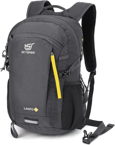 SKYSPER Mochila pequeña para senderismo, mochila de viaje ligera de 20 L, mochila de día para senderismo para mujeres y hombres Lantc20-gris oscuro