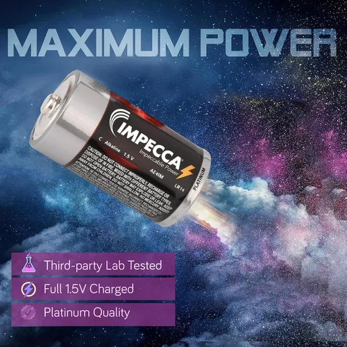 Miniatura 3 de Impecca Baterías alcalinas D, alto rendimiento 1.5 voltios LR20, batería tamaño D, paquete de 2