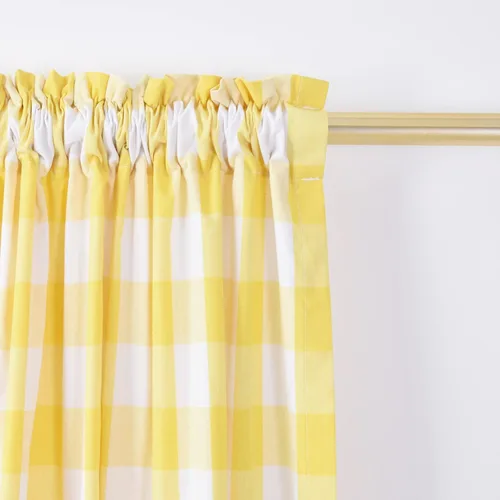 Miniatura 41 de Cenefas de cortina para ventana de 16 pulgadas de largo, 2 paneles de cuadros búfalo, cortinas pequeñas con bolsillo para barra, estilo clásico