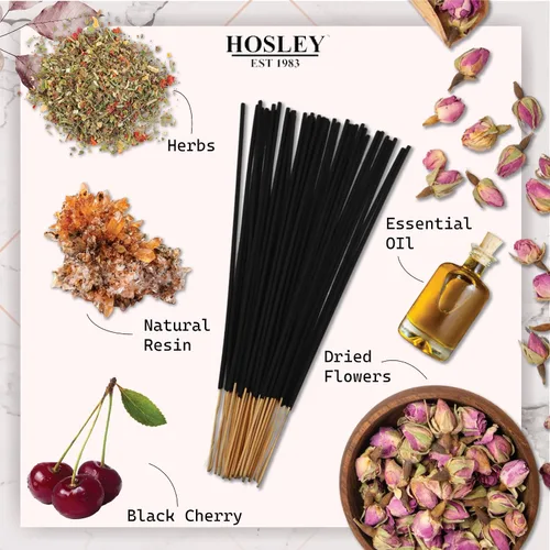 Miniatura 5 de Hosley Paquete de 120 varillas de incienso + paquete de 120 unidades (total 240), cereza negra, paquete a granel perfecto para el hogar, meditación