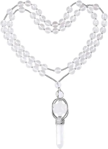 Miniatura 7 de SUNYIK Collar con colgante de chakra de estrella Merkaba de giro natural para mujeres y hombres, prismas hexagonales, punta de piedra reiki, varita