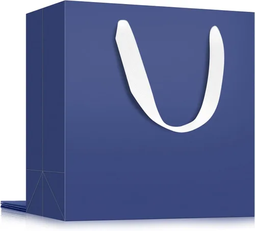 Miniatura 43 de EUSOAR Bolsas de Regalo Grandes Azul Marino, Paquete de 25 - Bolsas de Papel de Compras de 12.5"x4.5"x11" con Asas para Negocios, Manualidades