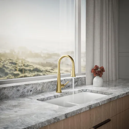 Miniatura 4 de Kohler 23764-2MB Tone llave de cocina extraíble, grifos de fregadero de cocina con pulverizador desplegable, latón cepillado vibrante moderno