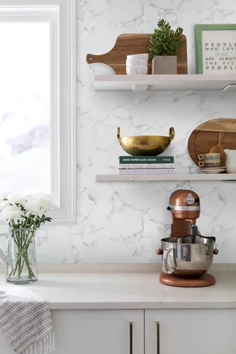 Miniatura 2 de Papel de contacto de mármol gris y blanco, papel tapiz autoadhesivo de mármol brillante, impermeable, papel de pared extraíble para decoración