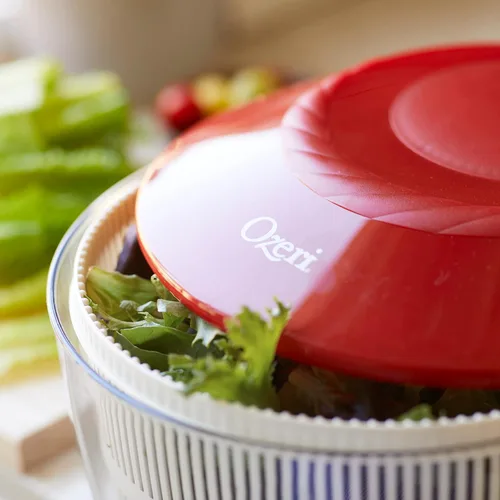 Miniatura 6 de Ozeri Molinillo de ensalada Fresca hecho en Italia y tazón para servir, sin BPA Rojo