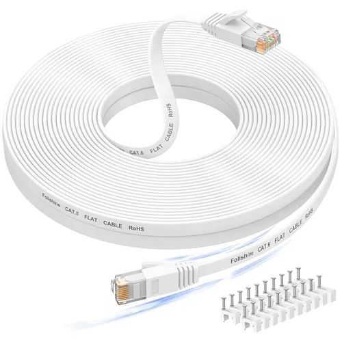 Miniatura 9 de Folishine Cable Ethernet Cat 6e de 10 pies, cable de red plano con conector RJ45 sin enganches para divisor Ethernet, PS4, Xbox, cable LAN de alta