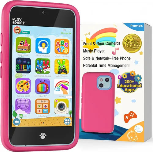 Miniatura 8 de Teléfonos de juguete PAMOX para niños con cámara dual, teléfonos de juguetes educativos, regalos para niños de 3 a 12 años con más de 200