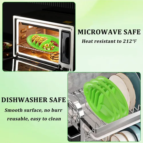 Miniatura 4 de Acrux7 - 12 platos de plástico para tacos para fiestas, platos grandes para tacos con divisores, capacidad para 3 tacos, 2 áreas de inmersión