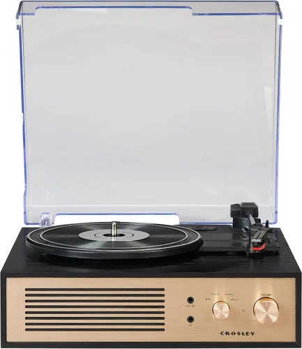Miniatura 12 de Crosley CR6045A-BK Miles 3-Velocidades Bluetooth Entrada/Salida Reproductor de Discos Tocadiscos con Altavoces Integrados, Negro