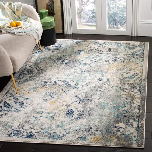 Miniatura 7 de SAFAVIEH Madison Collection - Alfombra de pasillo de 2 pies 3 pulgadas x 8 pies, color marfil y azul, diseño bohemio chic envejecido, no desprende