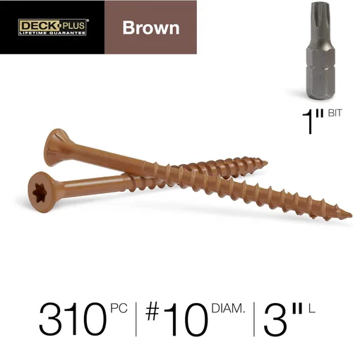 Miniatura 4 de Deck Plus Tornillos para valla y madera exterior con revestimiento epoxi de 3 pulgadas #10 x 3 Torx/Star Drive Incluido, rosca gruesa, tornillo