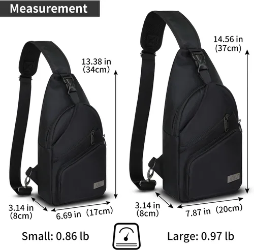 Miniatura 2 de AMJ Bolso cruzado tipo bandolera para hombres y mujeres, mochila de hombro casual, mochila de pecho tipo morral para senderismo y viajes Negro