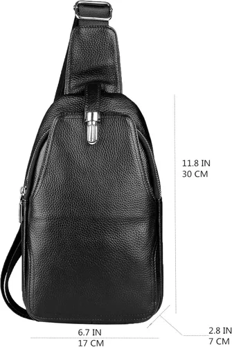 Miniatura 3 de DK86 Mochila bandolera de cuero para el pecho bolso cruzado para el hombro mochila de viaje para hombres y mujeres Negro 1 Mochilas Daypack