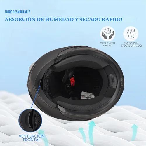 Miniatura 4 de Casco de Motocicleta Bluetooth, Casco de Motocicleta Modular con Bluetooth, Aprobado por DOT Doble Visera Cara Completa Abatible Cascos
