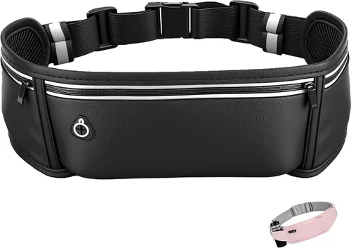 Miniatura 8 de Cinturón de correr para teléfono – Riñonera ajustable para correr con 3 bolsillos para teléfonos de hasta 7.2 pulgadas, cangurera delgada para Rosa