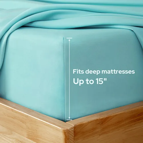 Miniatura 3 de HOMEIDEAS Sábanas de cama tamaño completo – Juego de 6 piezas (azul aguamarina) – Sábanas de ropa de cama de microfibra cepillada extra suave