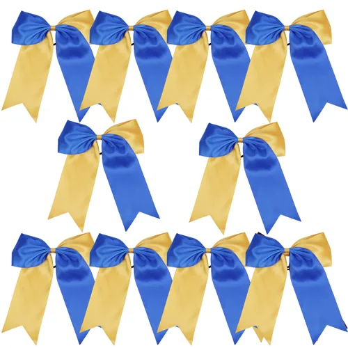 Miniatura 38 de Lazos de animadora jumbo de 8 pulgadas con diamantes de imitación brillantes para cola de caballo, lazos de porrista, 6 unidades, color negro