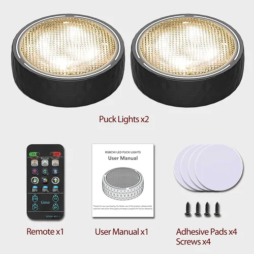 Miniatura 6 de Onumii - Luces de disco operadas por pilas con control remoto LED, iluminación inalámbrica debajo del gabinete, luces adhesivas que cambian