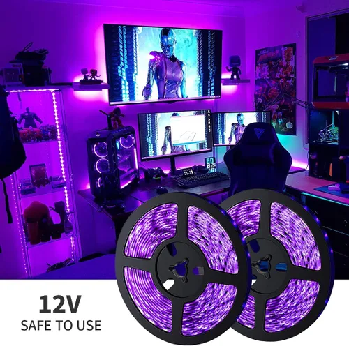 Miniatura 2 de TigQiang Tira de luz negra, kit de tira de luz LED flexible de 66 pies, 1200 cuentas de lámpara, luz negra de 12 V, no impermeable para fiestas