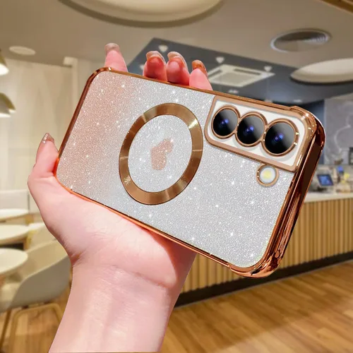 Miniatura 3 de ZONRW Funda magnética para Samsung Galaxy S22 Plus, para mujeres y niñas, chapado de lujo suave, con purpurina degradada, lindo corazón, compatible