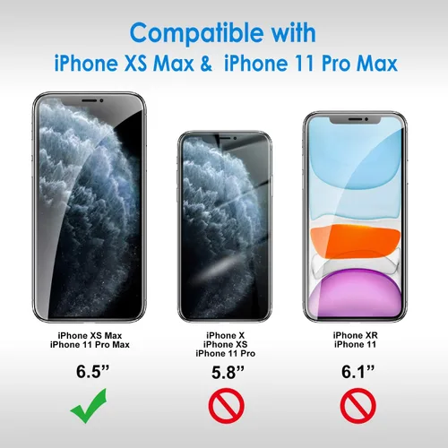 Miniatura 3 de JETech Protector de pantalla para iPhone 11 Pro Max y iPhone XS Max de 6.5 pulgadas, película de vidrio templado, paquete de 2