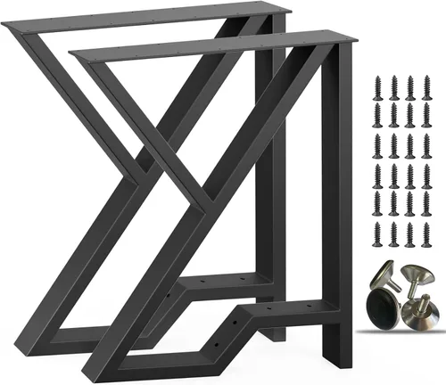 Miniatura 8 de Patas de metal para mesa, muebles industriales negros, juego de 2 patas de mesa de comedor