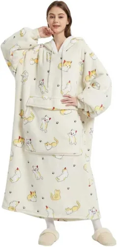 Miniatura 20 de Qeils Manta con Capucha Portátil para Mujeres, Cómoda Sudadera Sherpa como Regalo de Cumpleaños y Navidad, Chaqueta de Gran Tamaño con Capucha